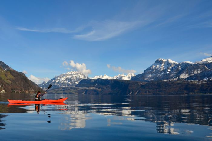Canoeists on Lake Lucerne